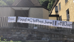 Return-to-mcdowell-free-food-and-clothes-sign