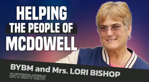 Mrs. Lori Bishop in the podcast of BYBM helping the people of McDowell County
